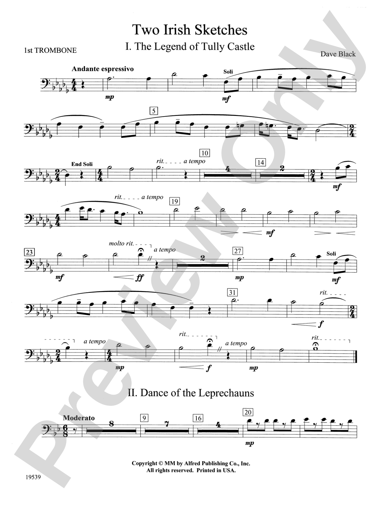 Two Irish Sketches: 1st Trombone