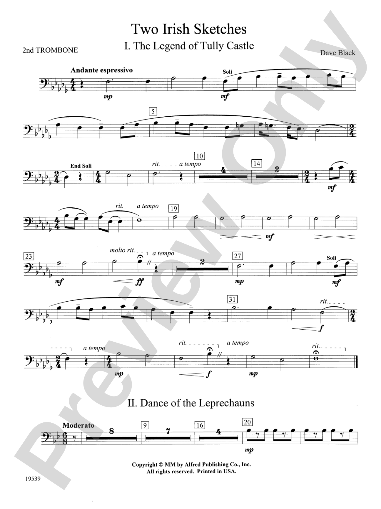 Two Irish Sketches: 2nd Trombone