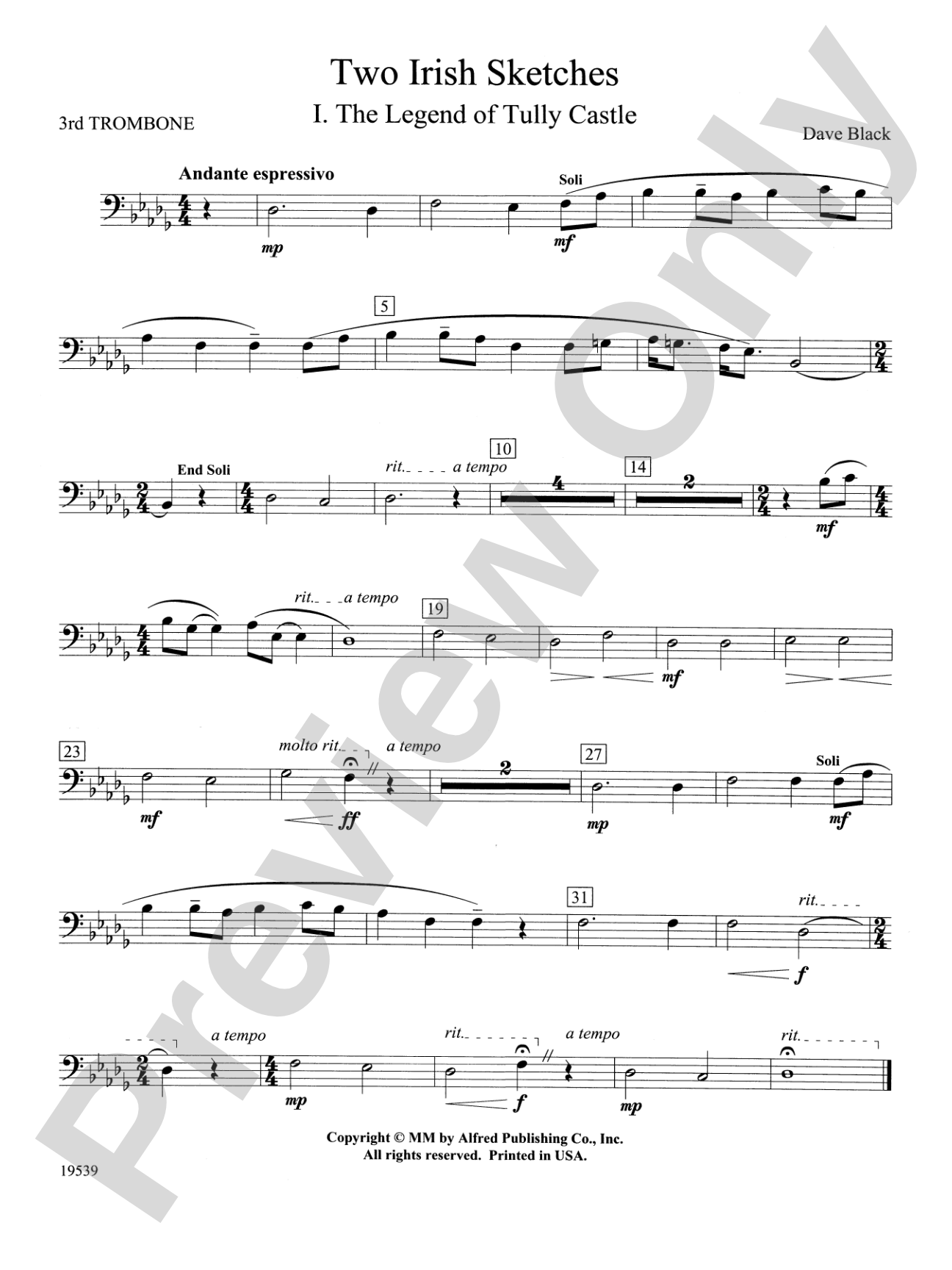 Two Irish Sketches: 3rd Trombone