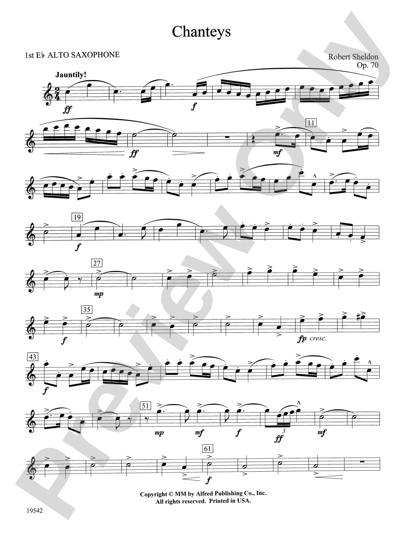 Chanteys: E-flat Alto Saxophone
