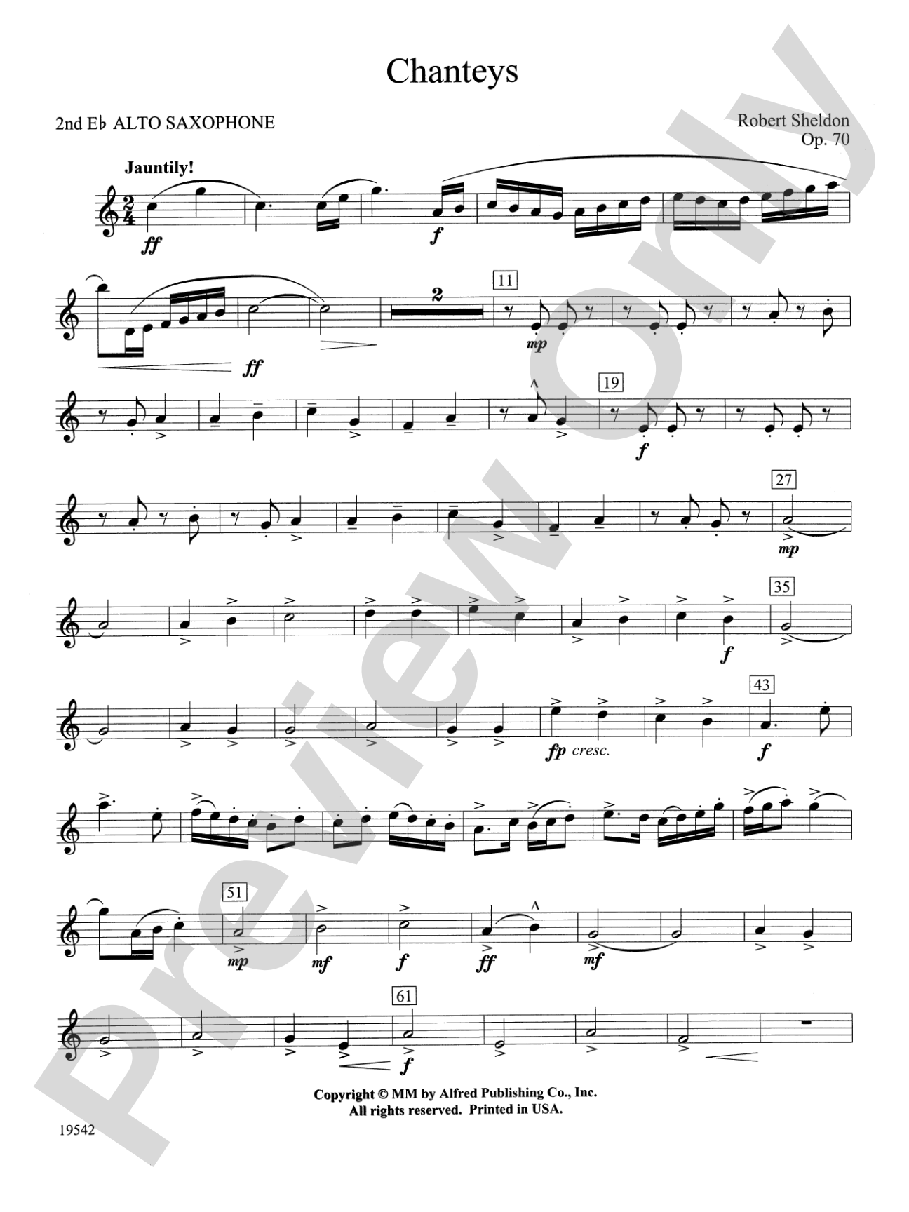 Chanteys: 2nd E-flat Alto Saxophone