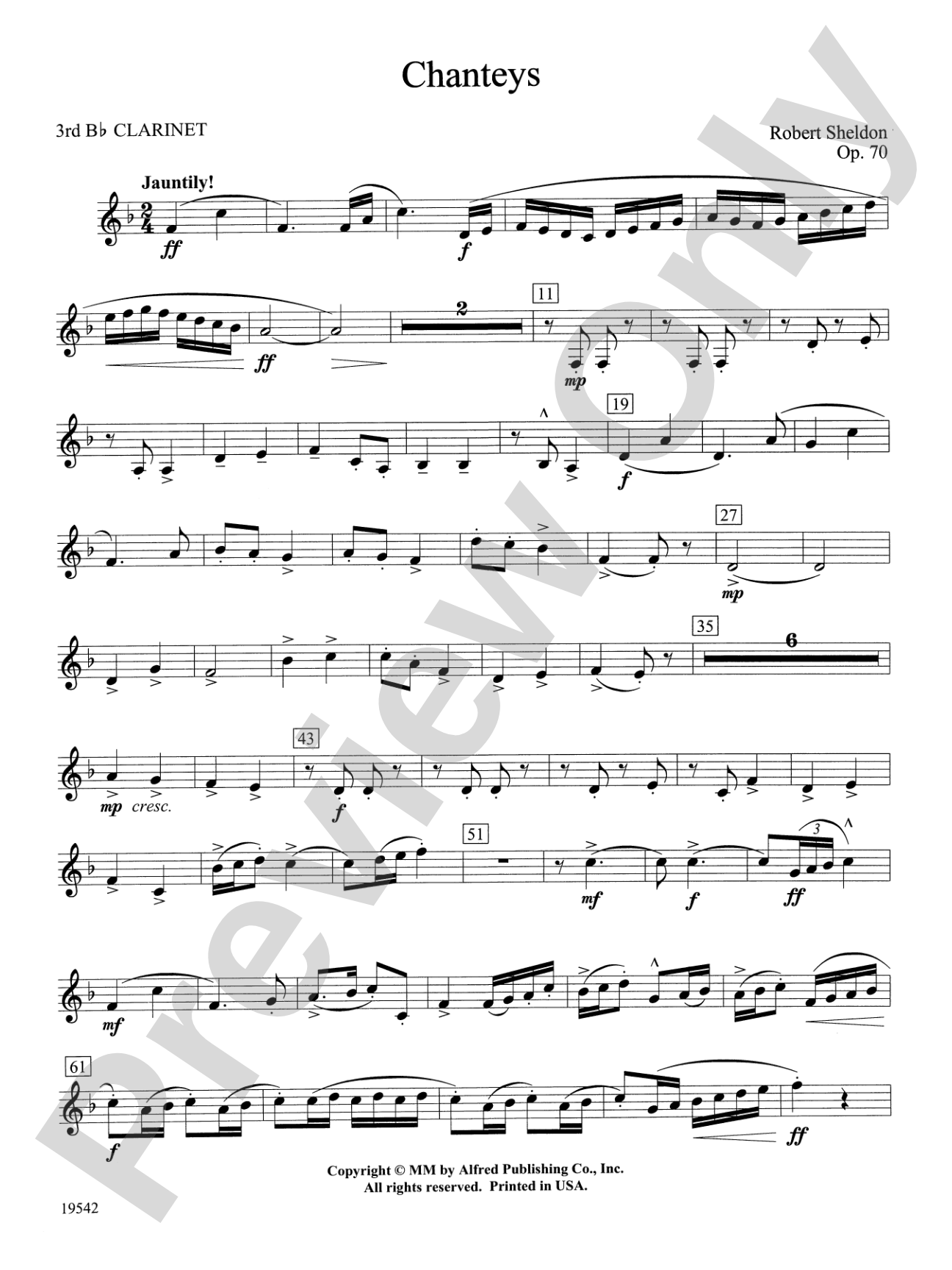 Chanteys: 3rd B-flat Clarinet