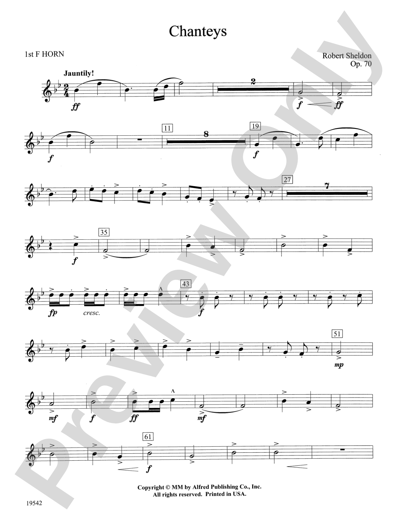 Chanteys: 1st F Horn