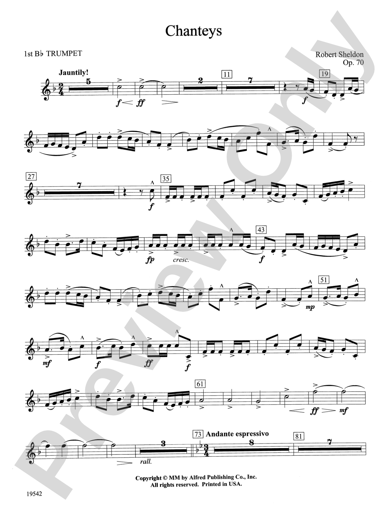 Chanteys: 1st B-flat Trumpet