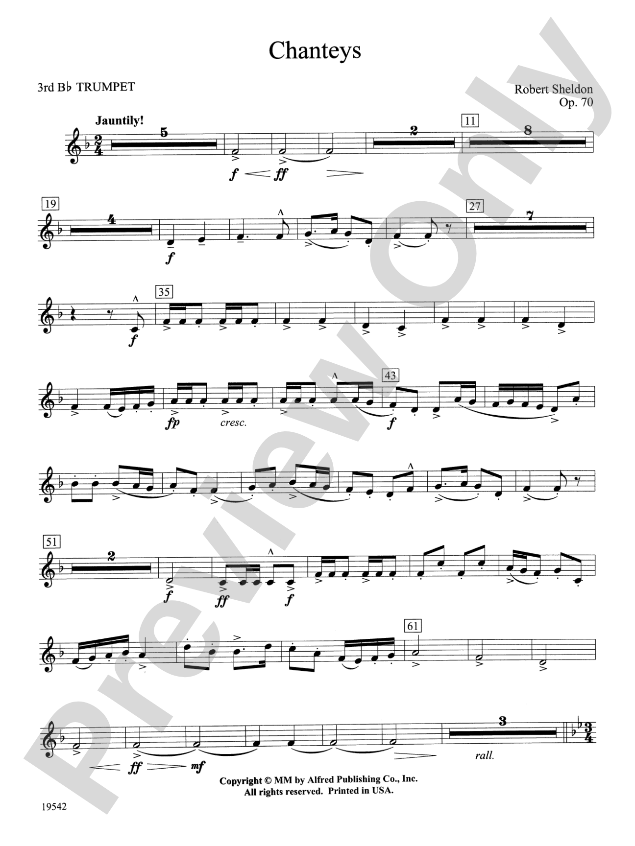 Chanteys: 3rd B-flat Trumpet