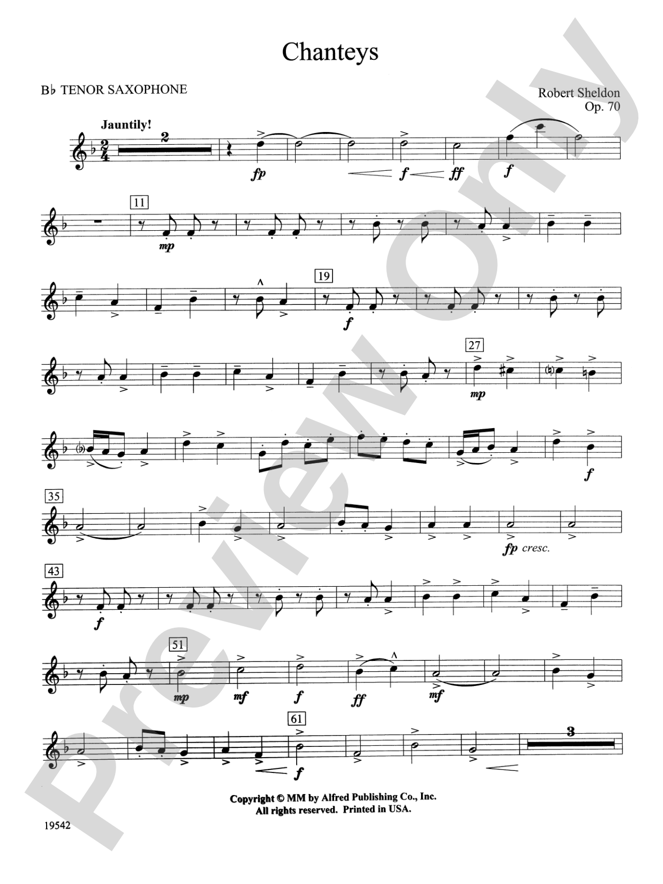 Chanteys: B-flat Tenor Saxophone