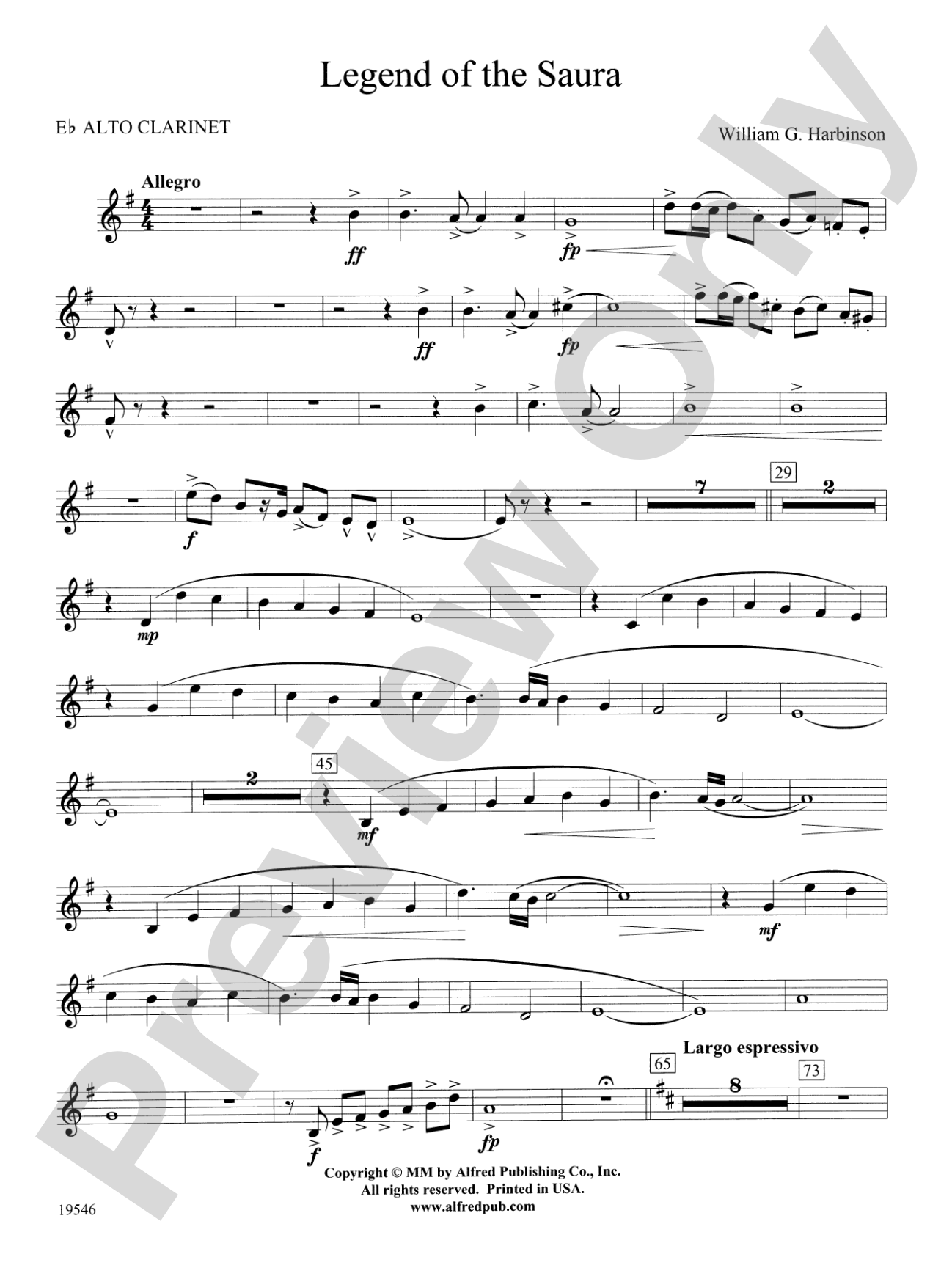 Legend of the Saura: E-flat Alto Clarinet