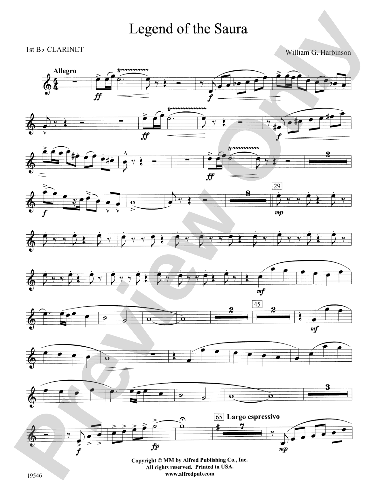 Legend of the Saura: 1st B-flat Clarinet