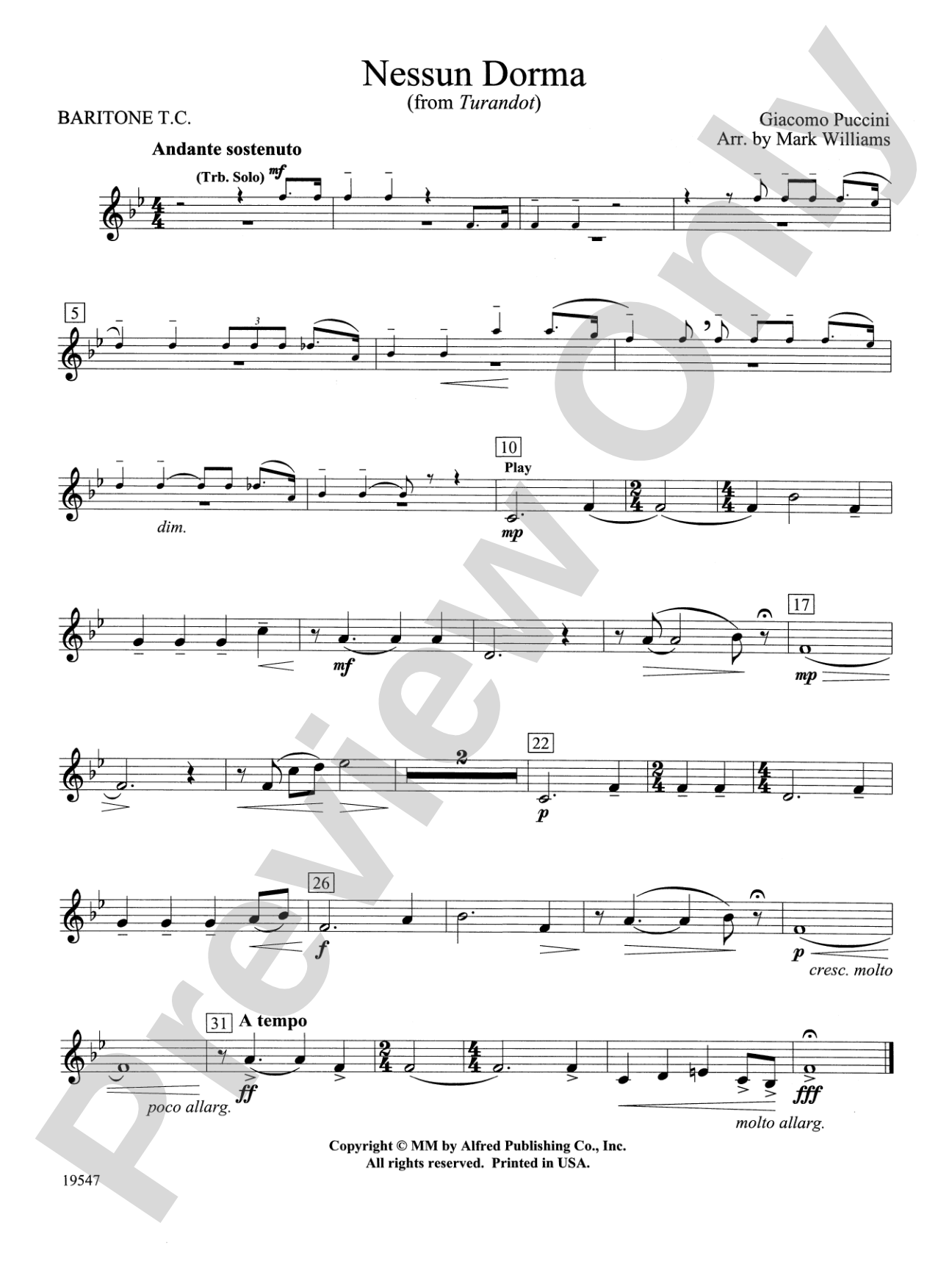 Nessun Dorma: Baritone T.C.