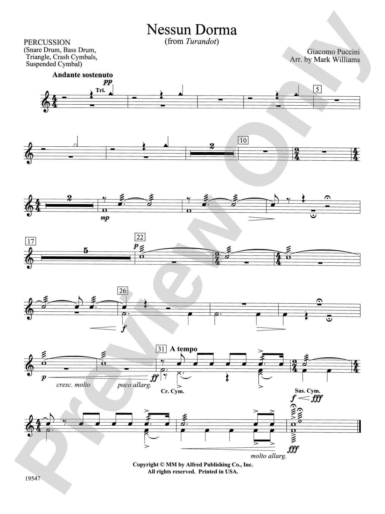 Nessun Dorma: 1st Percussion