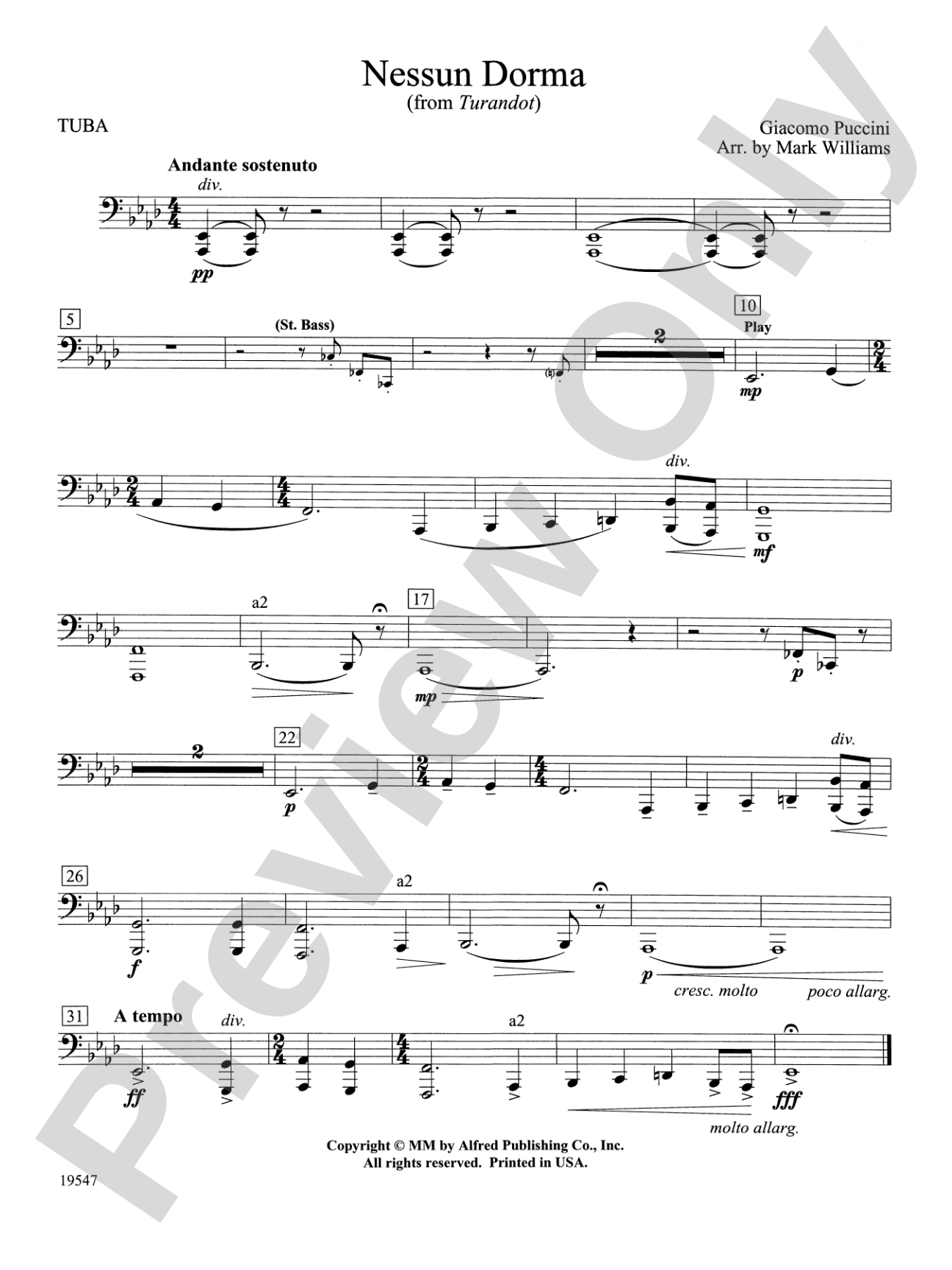 Nessun Dorma: Tuba