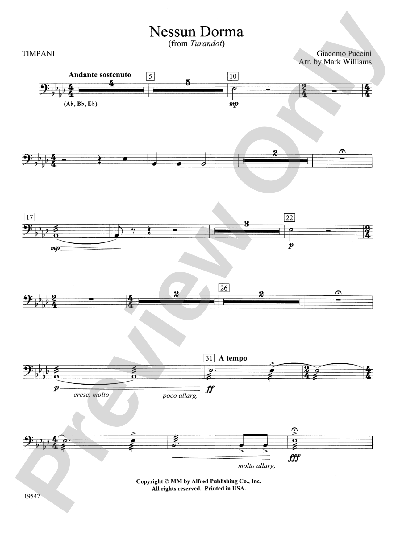 Nessun Dorma: Timpani