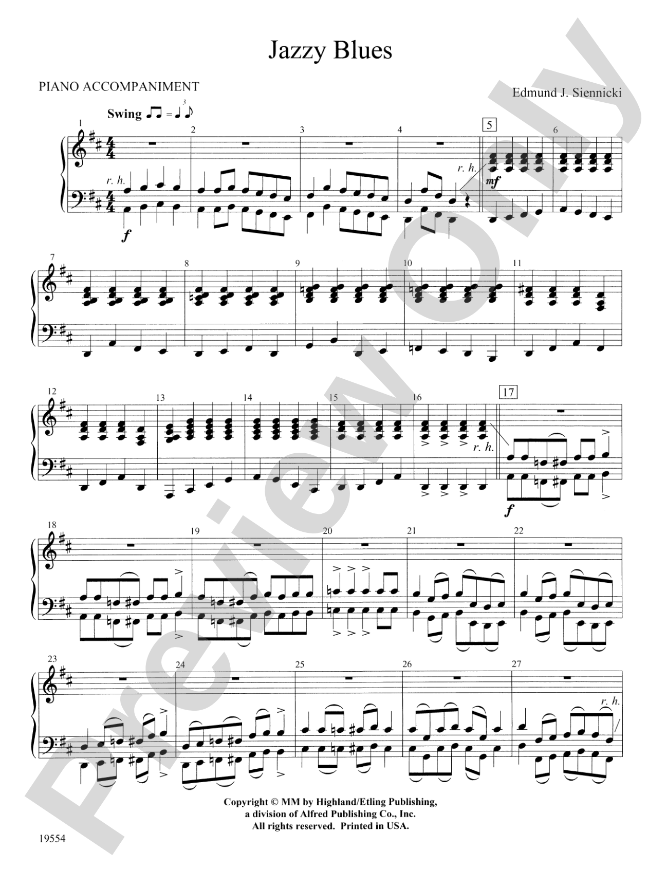 Jazzy Blues: Piano Accompaniment