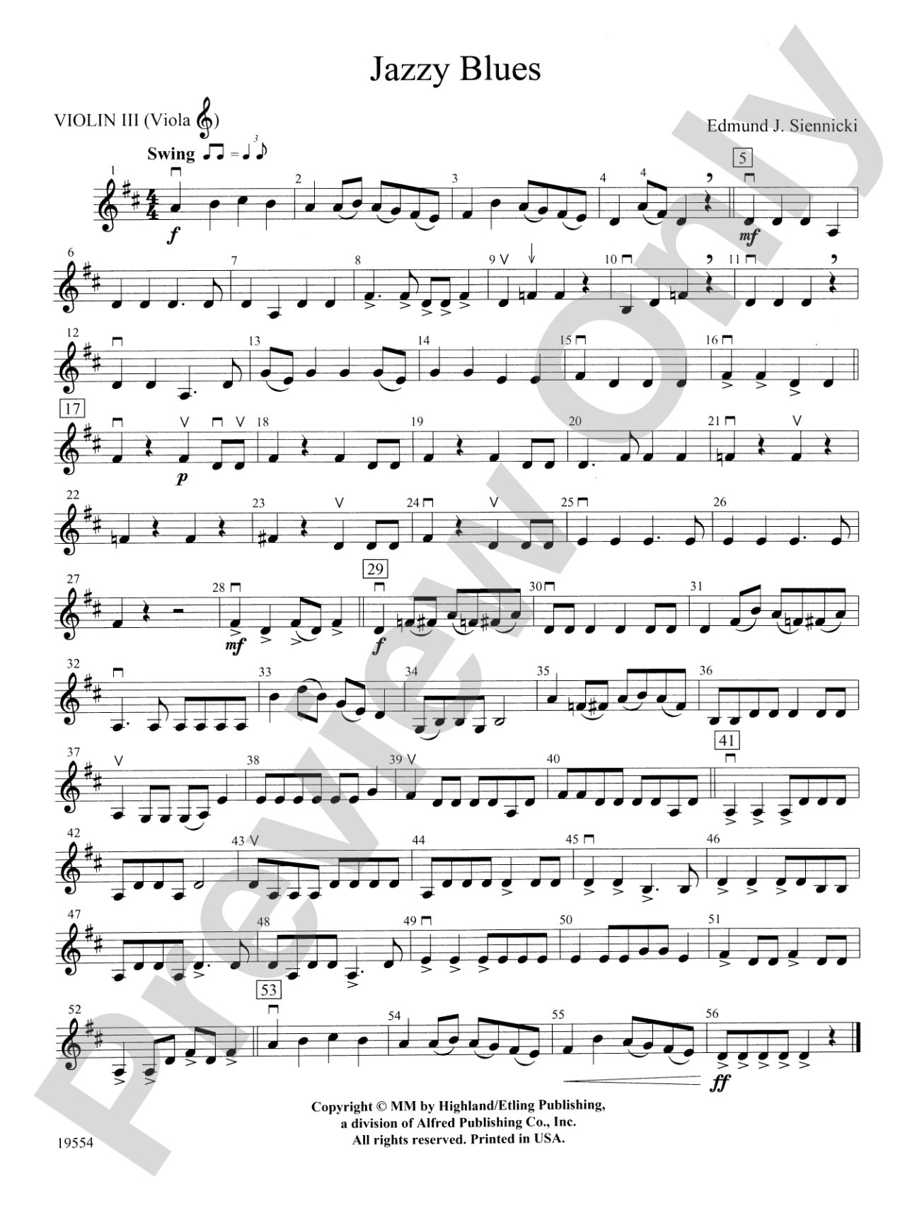 Jazzy Blues: 3rd Violin (Viola [TC])