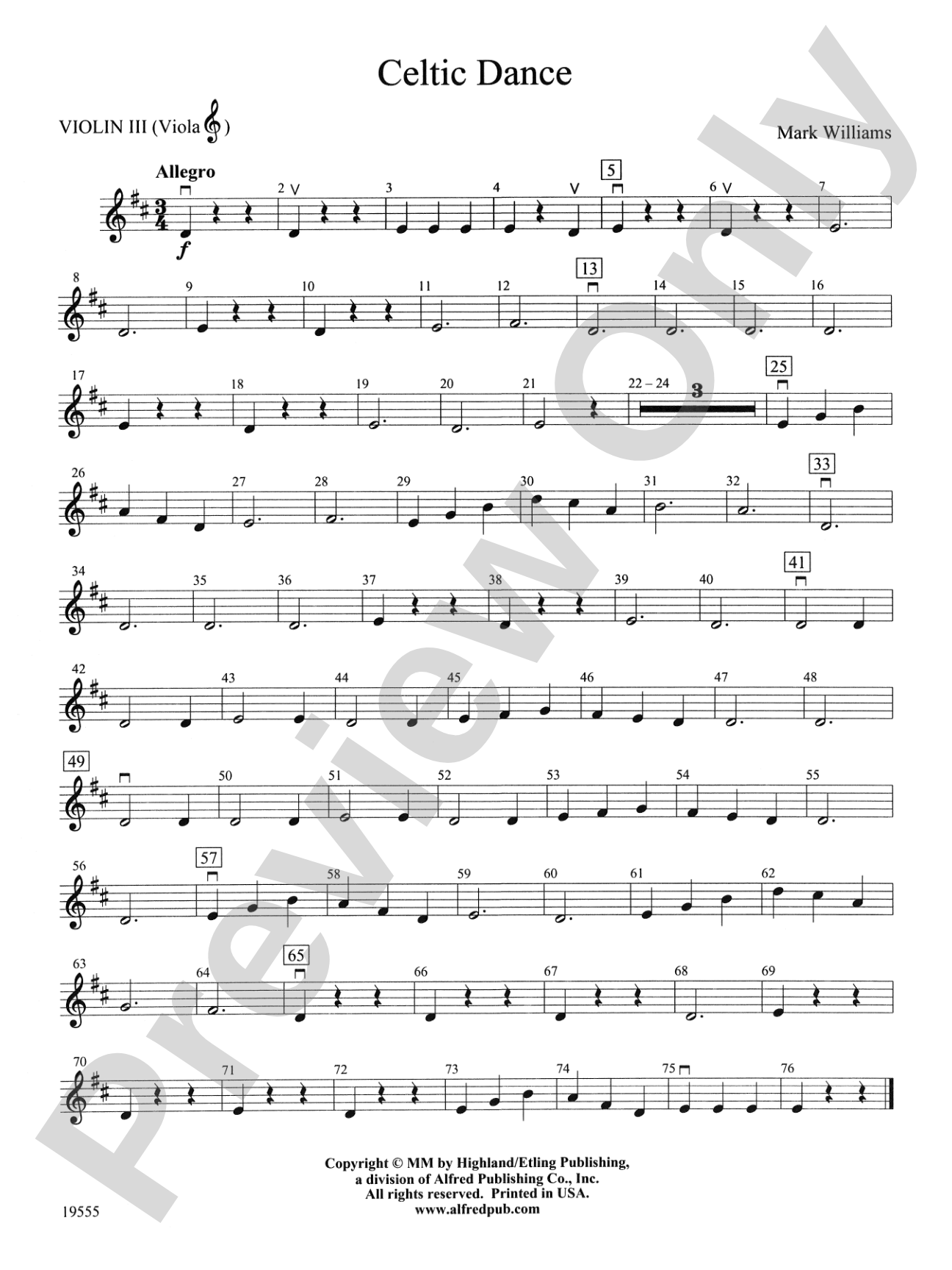 Celtic Dance: 3rd Violin (Viola [TC])