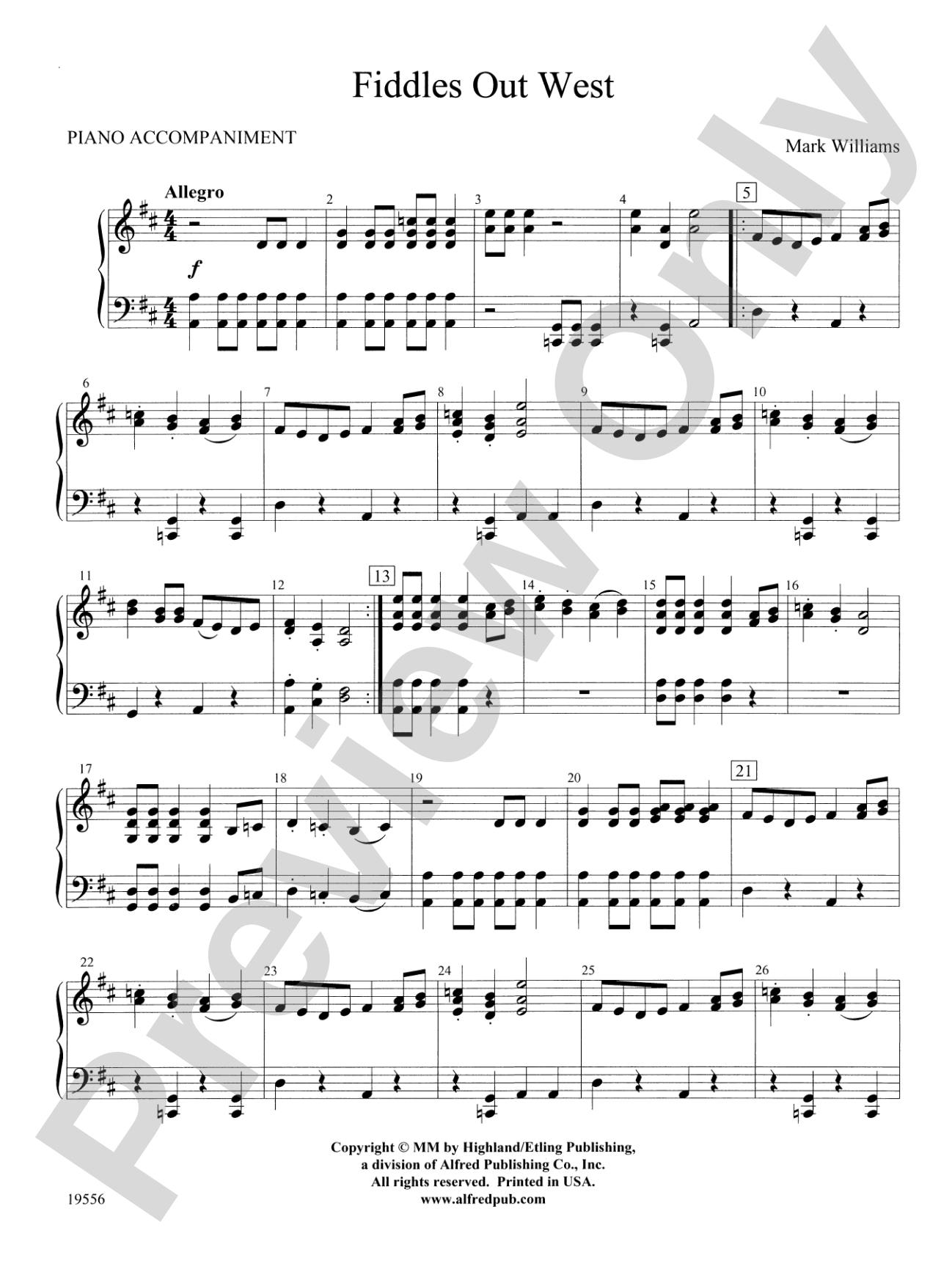 Fiddles Out West: Piano Accompaniment