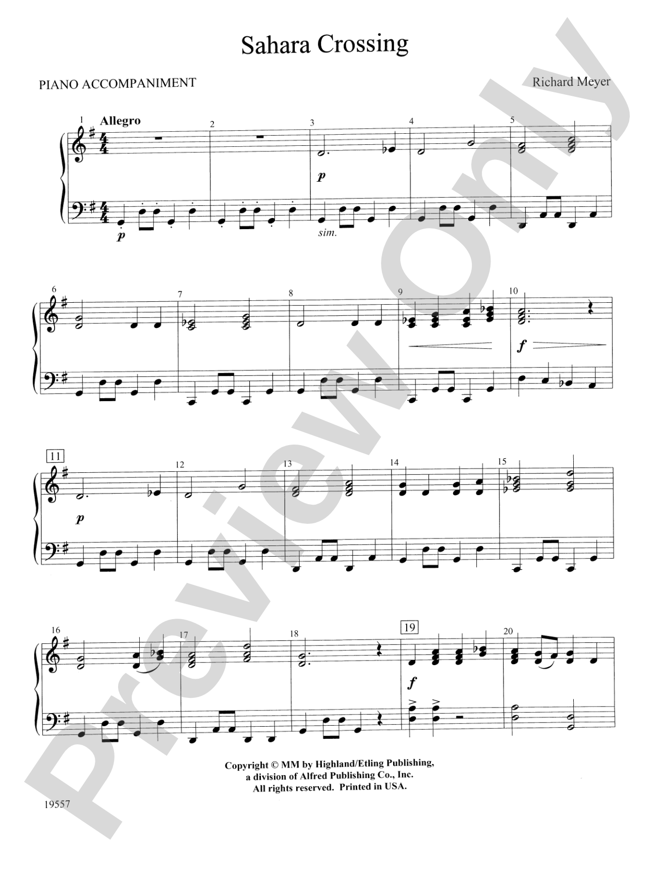 Sahara Crossing: Piano Accompaniment