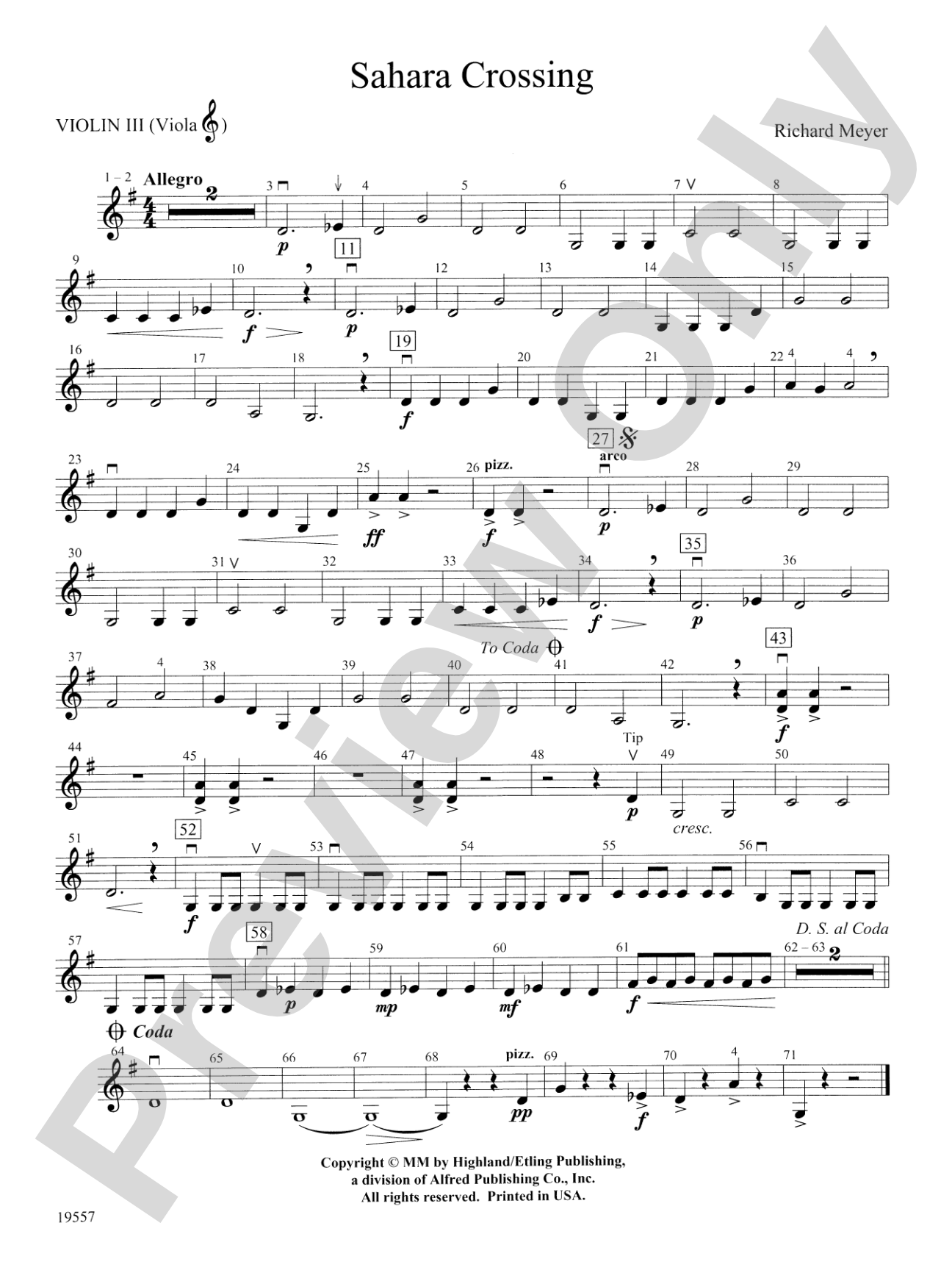 Sahara Crossing: 3rd Violin (Viola [TC])