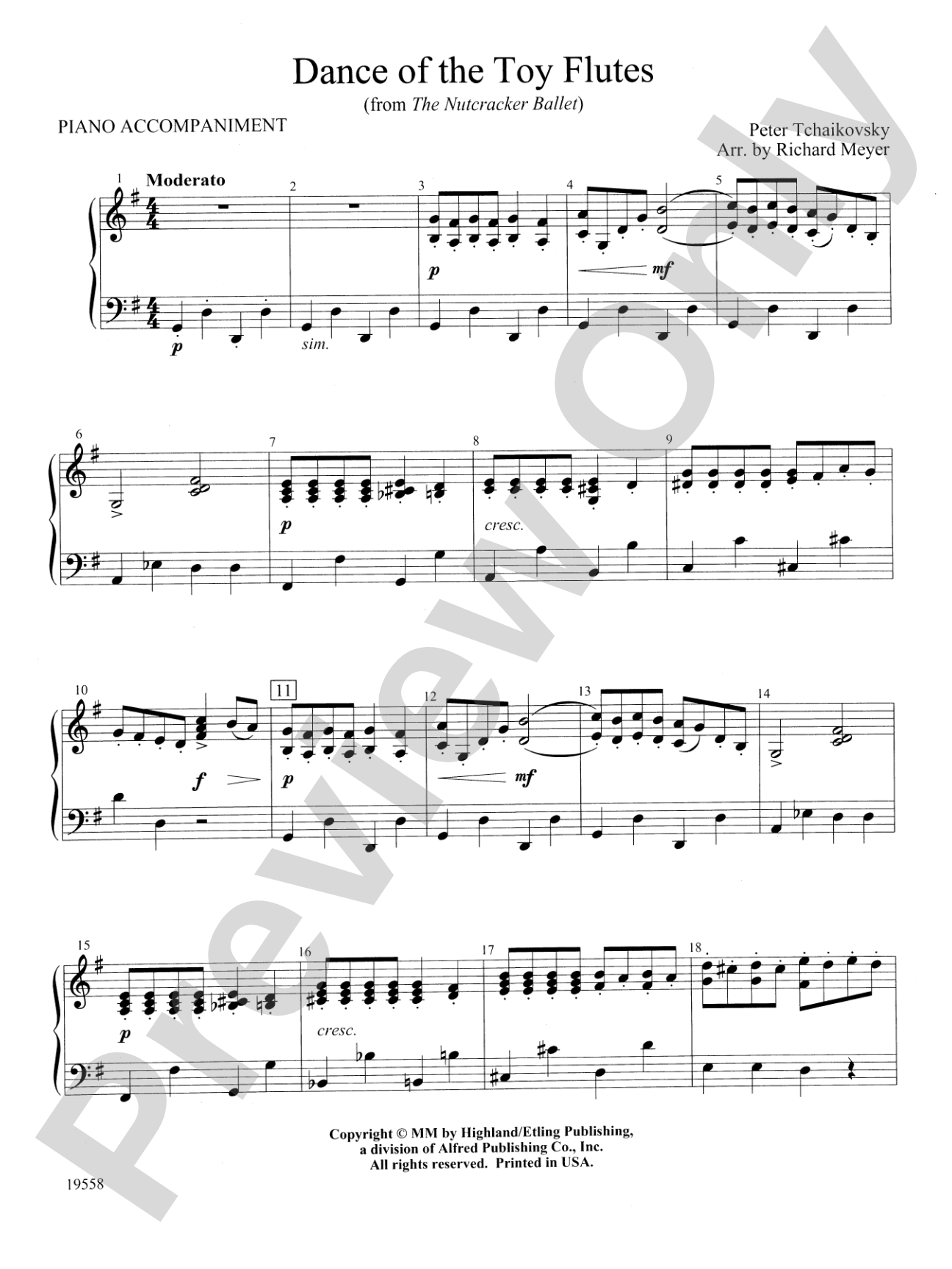 Dance of the Toy Flutes: Piano Accompaniment