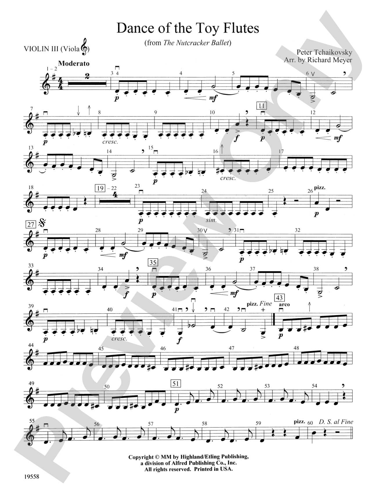 Dance of the Toy Flutes: 3rd Violin (Viola [TC])