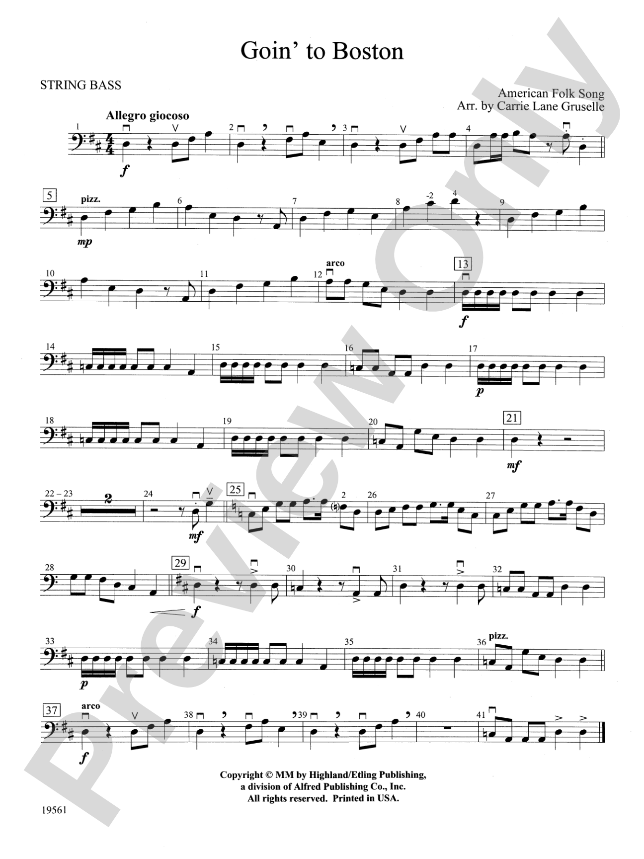 Goin' to Boston: String Bass
