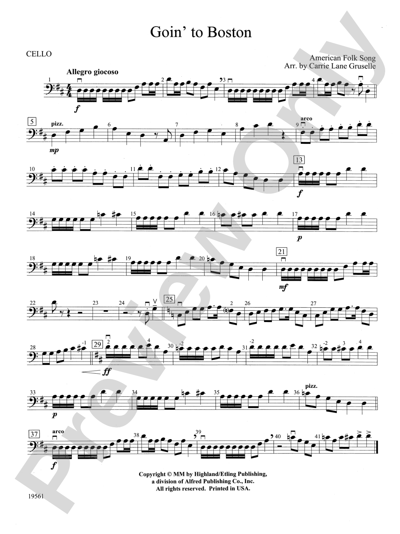 Goin' to Boston: Cello