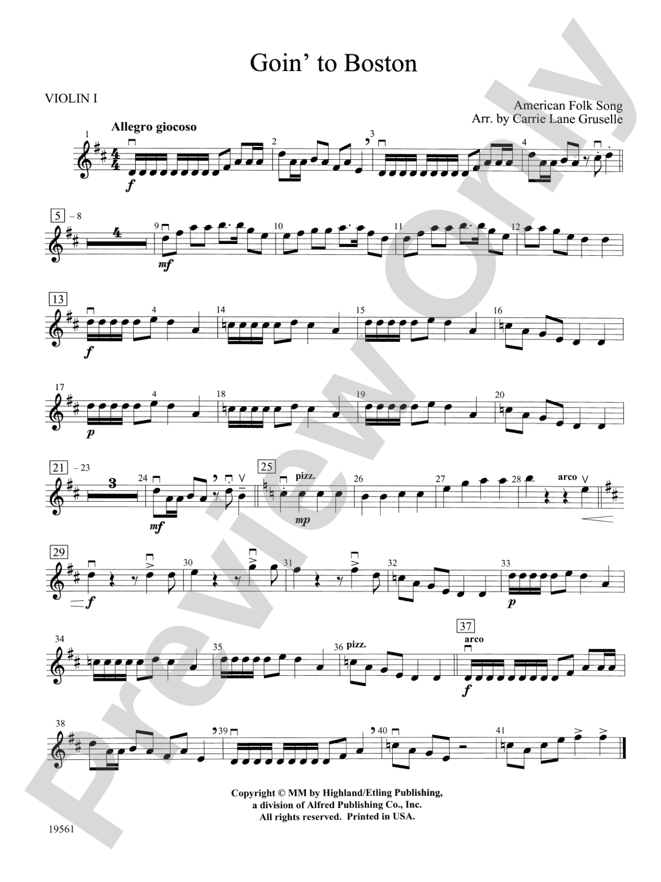 Goin' to Boston: 1st Violin