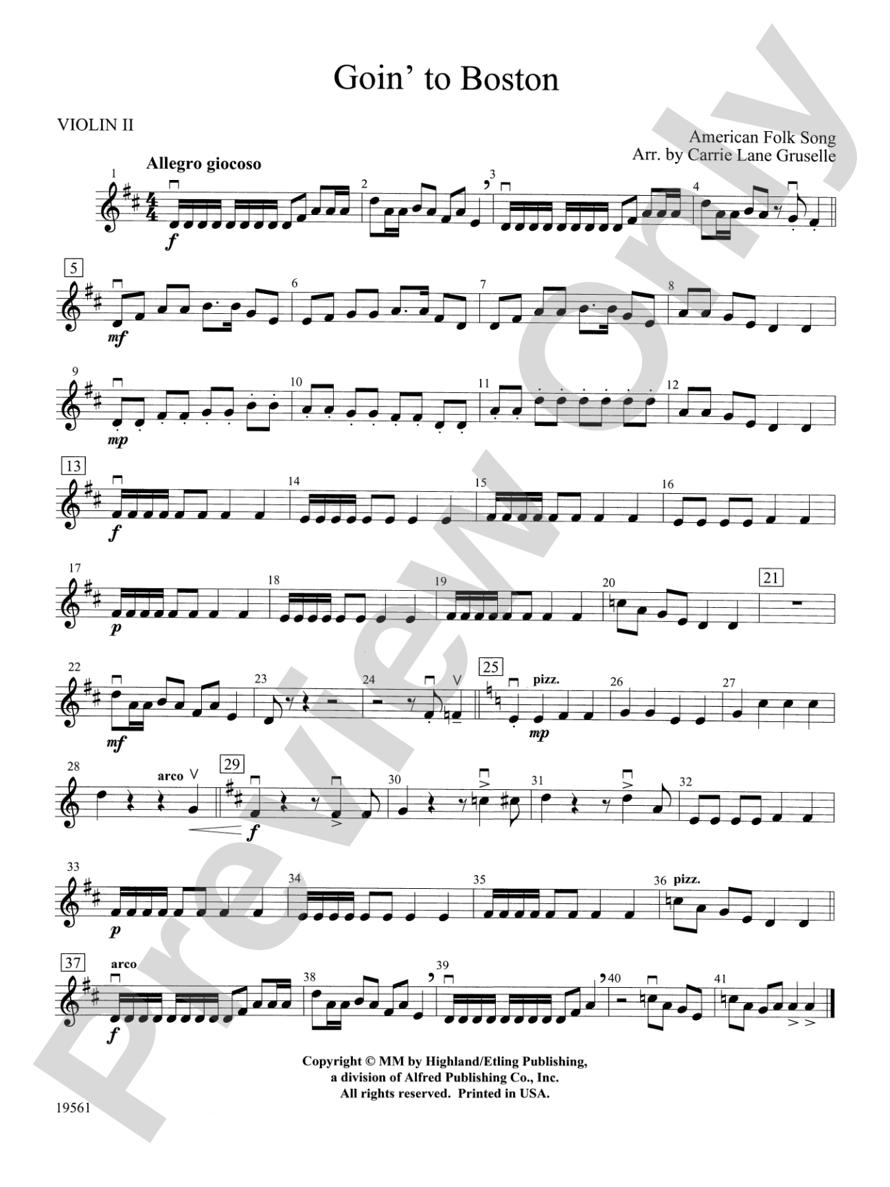 Goin' to Boston: 2nd Violin