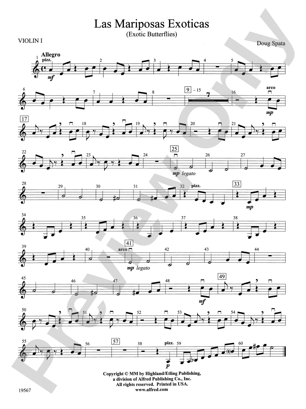 Las Mariposas Exoticas: 1st Violin
