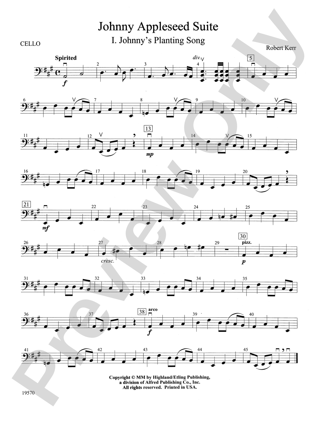 Johnny Appleseed Suite: Cello