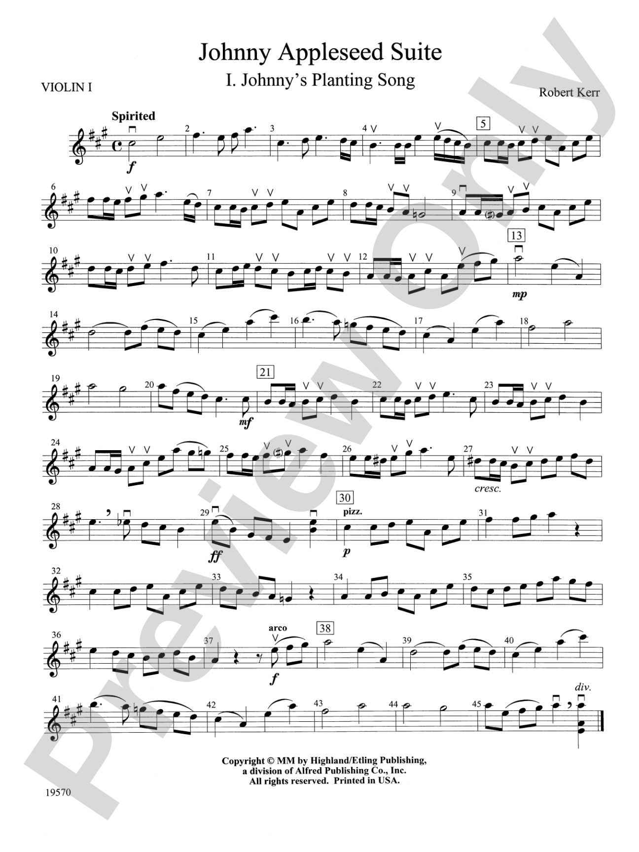 Johnny Appleseed Suite: 1st Violin