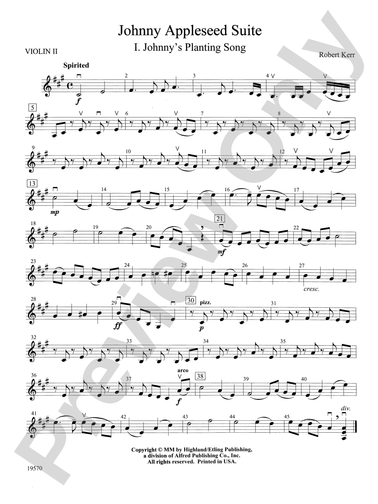 Johnny Appleseed Suite: 2nd Violin