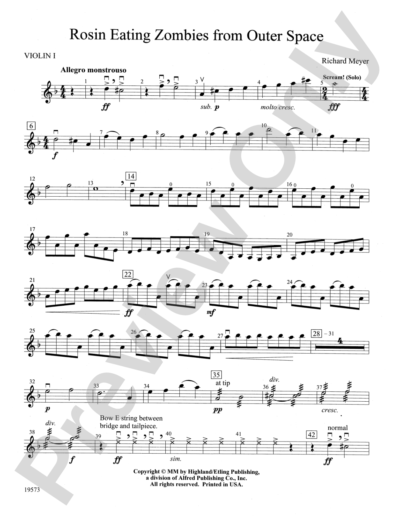 Rosin Eating Zombies from Outer Space: 1st Violin