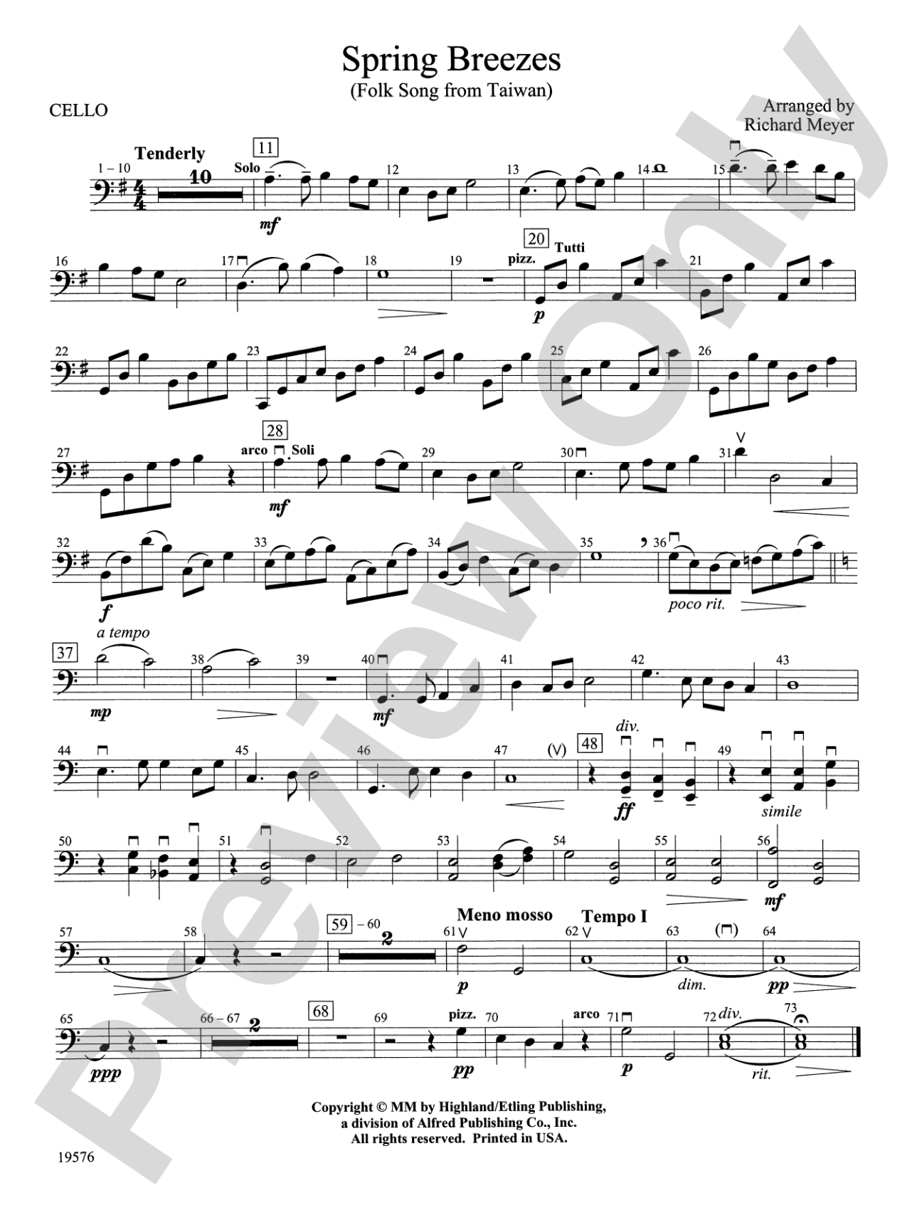 Spring Breezes: Cello