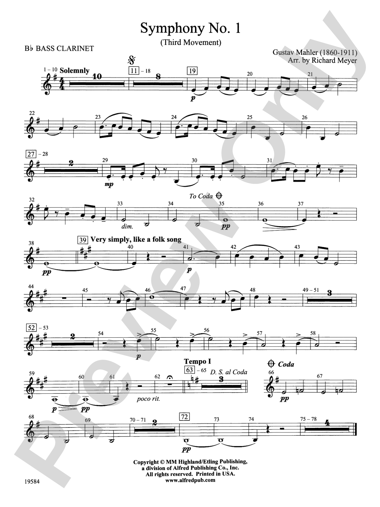 Symphony No. 1, 3rd Movement: B-flat Bass Clarinet