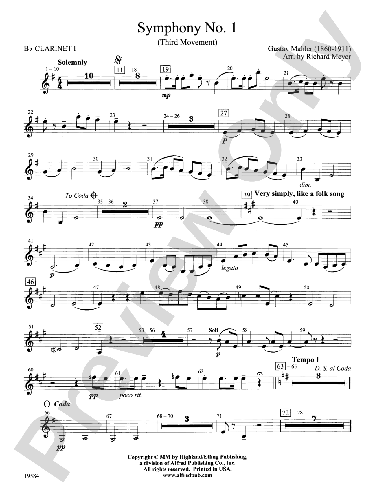 Symphony No. 1, 3rd Movement: 1st B-flat Clarinet