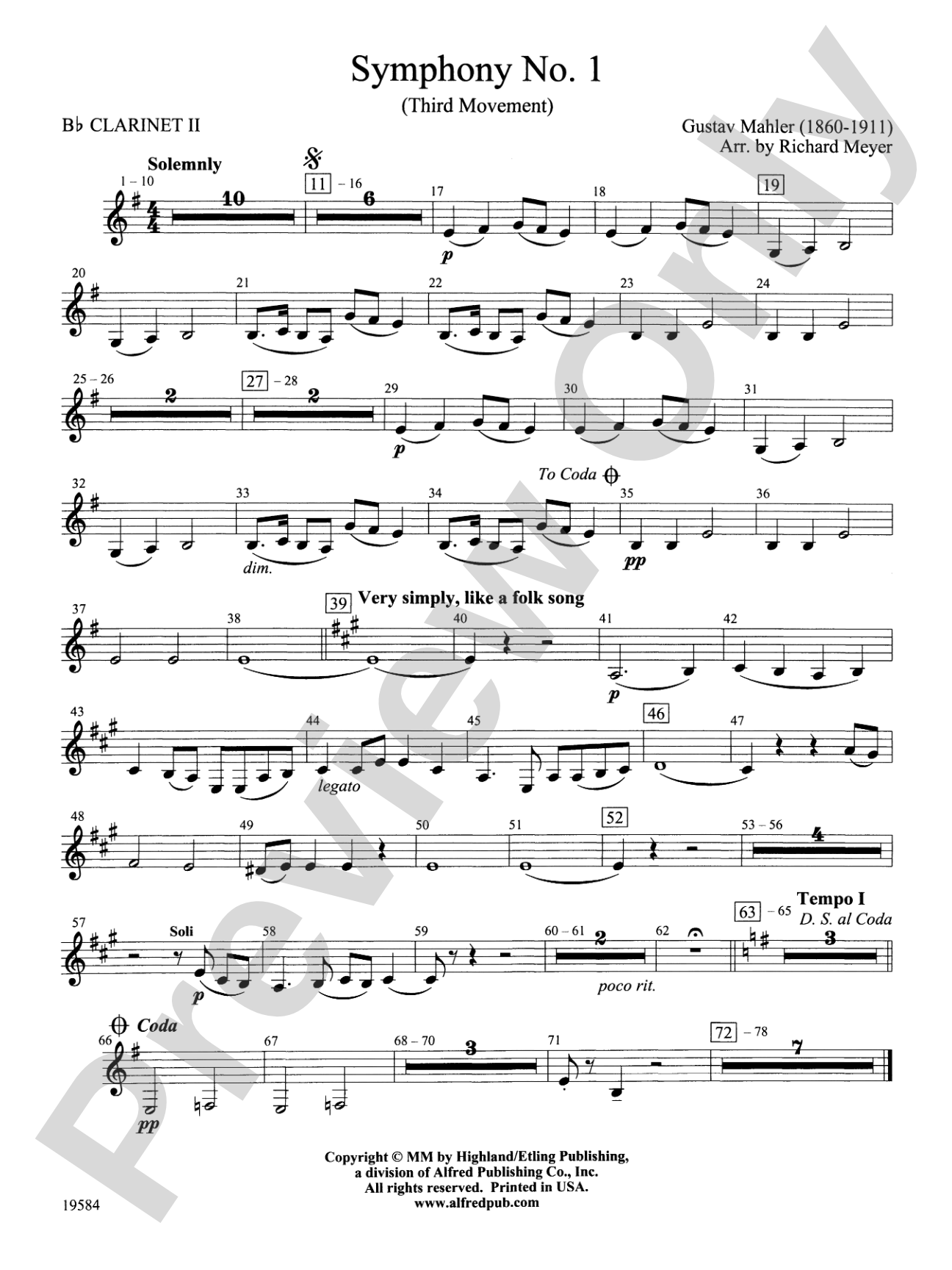 Symphony No. 1, 3rd Movement: 2nd B-flat Clarinet