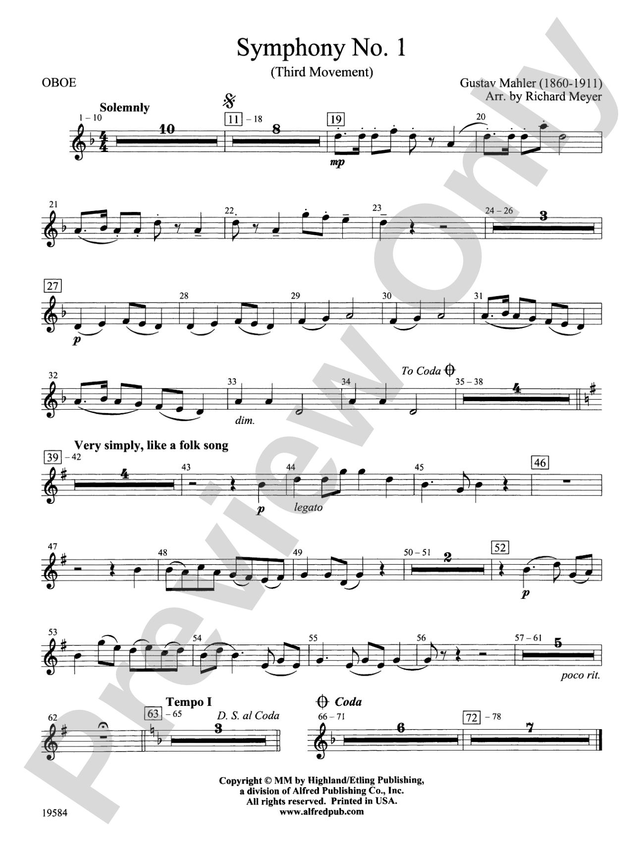 Symphony No. 1, 3rd Movement: Oboe