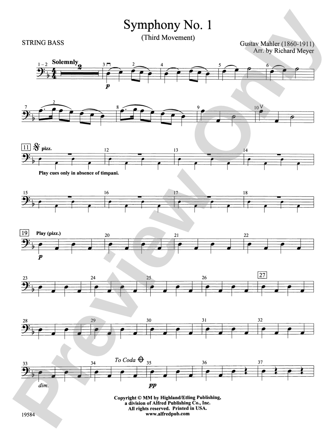 Symphony No. 1, 3rd Movement: String Bass