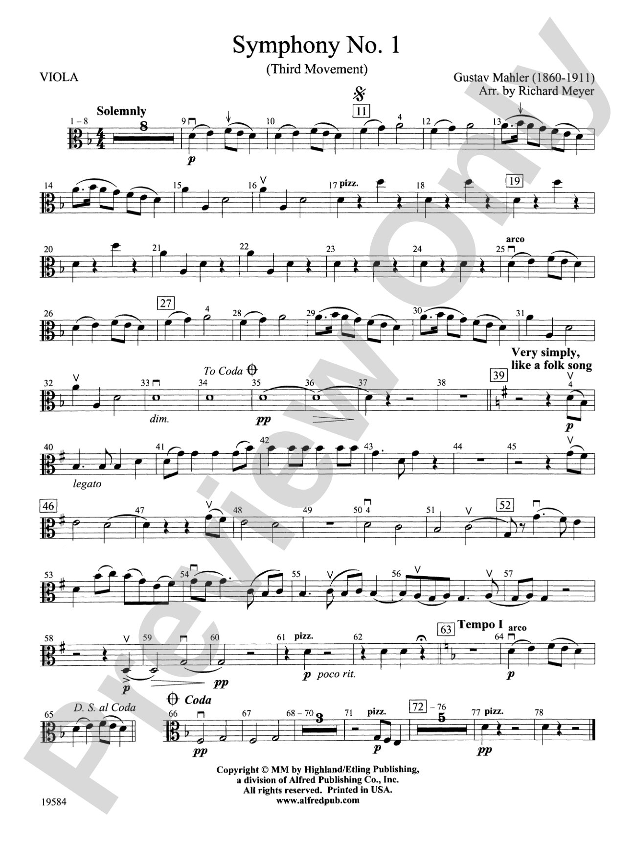 Symphony No. 1, 3rd Movement: Viola