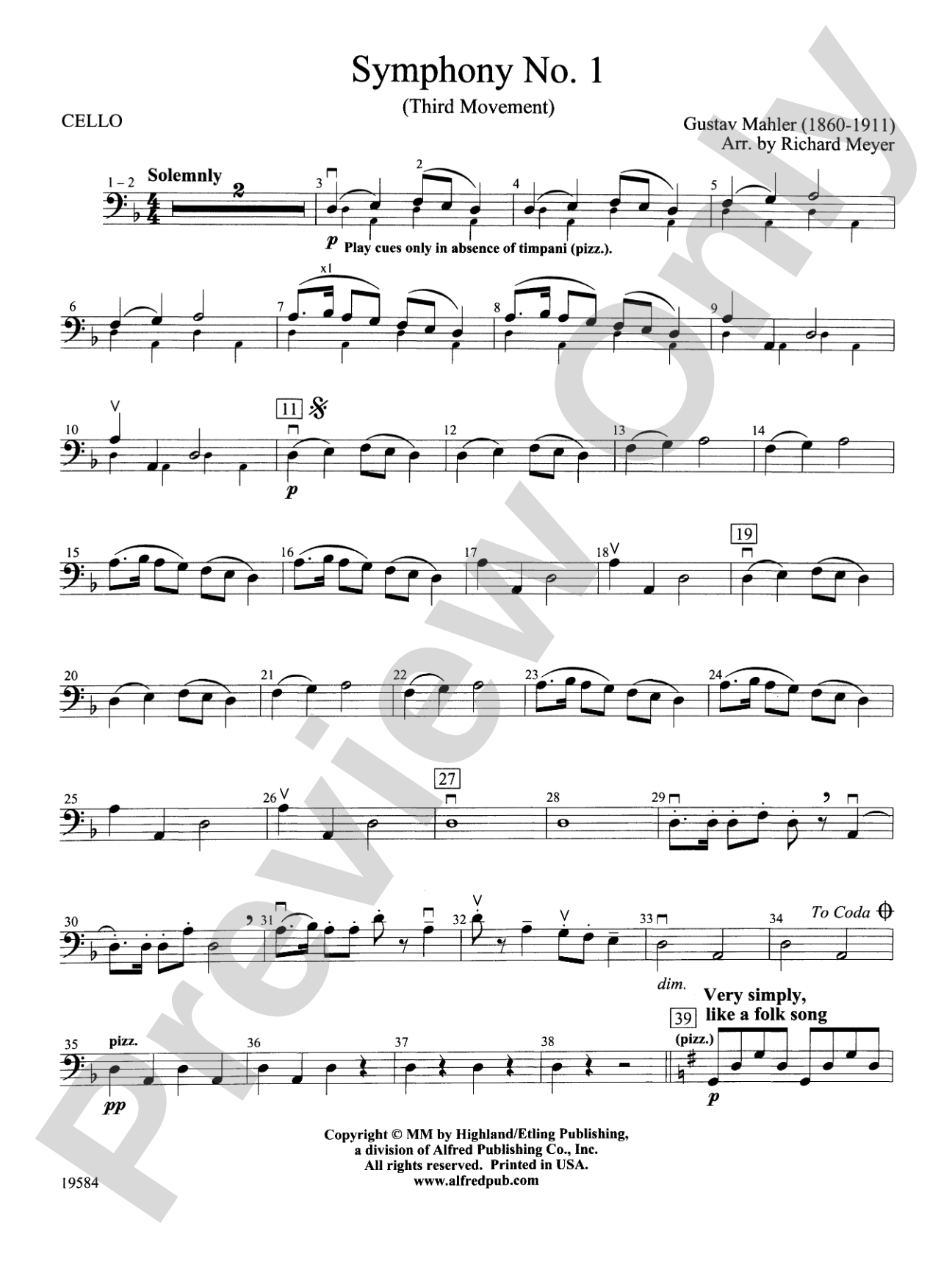 Symphony No. 1, 3rd Movement: Cello