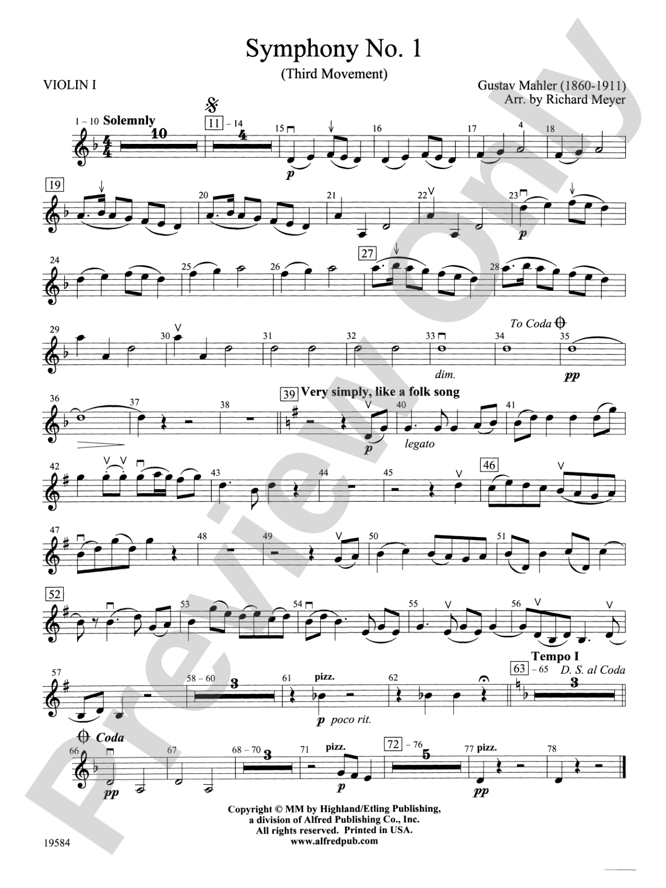 Symphony No. 1, 3rd Movement: 1st Violin