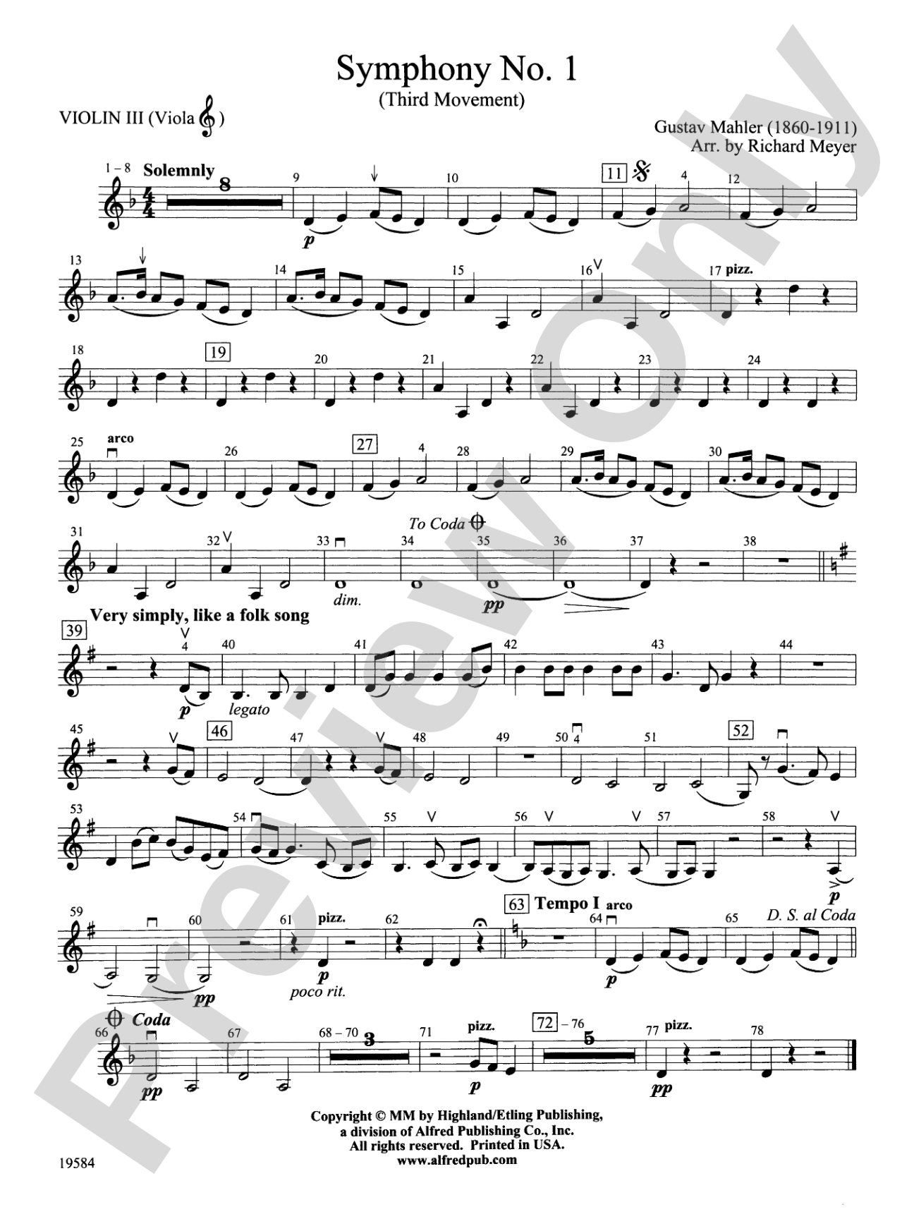 Symphony No. 1, 3rd Movement: 3rd Violin (Viola [TC])