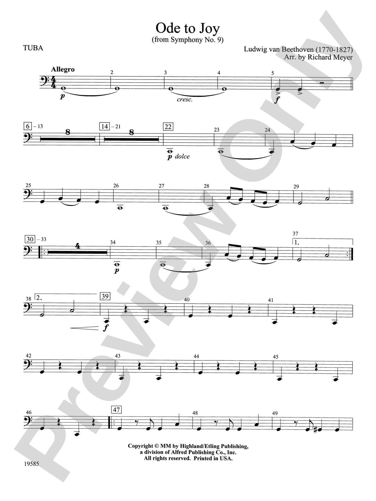 Ode to Joy from Symphony No. 9: Tuba
