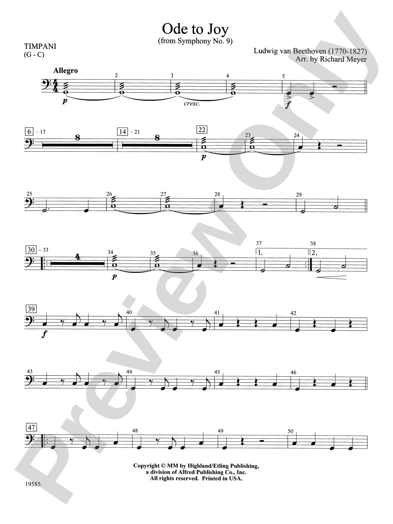 Ode to Joy from Symphony No. 9: Timpani