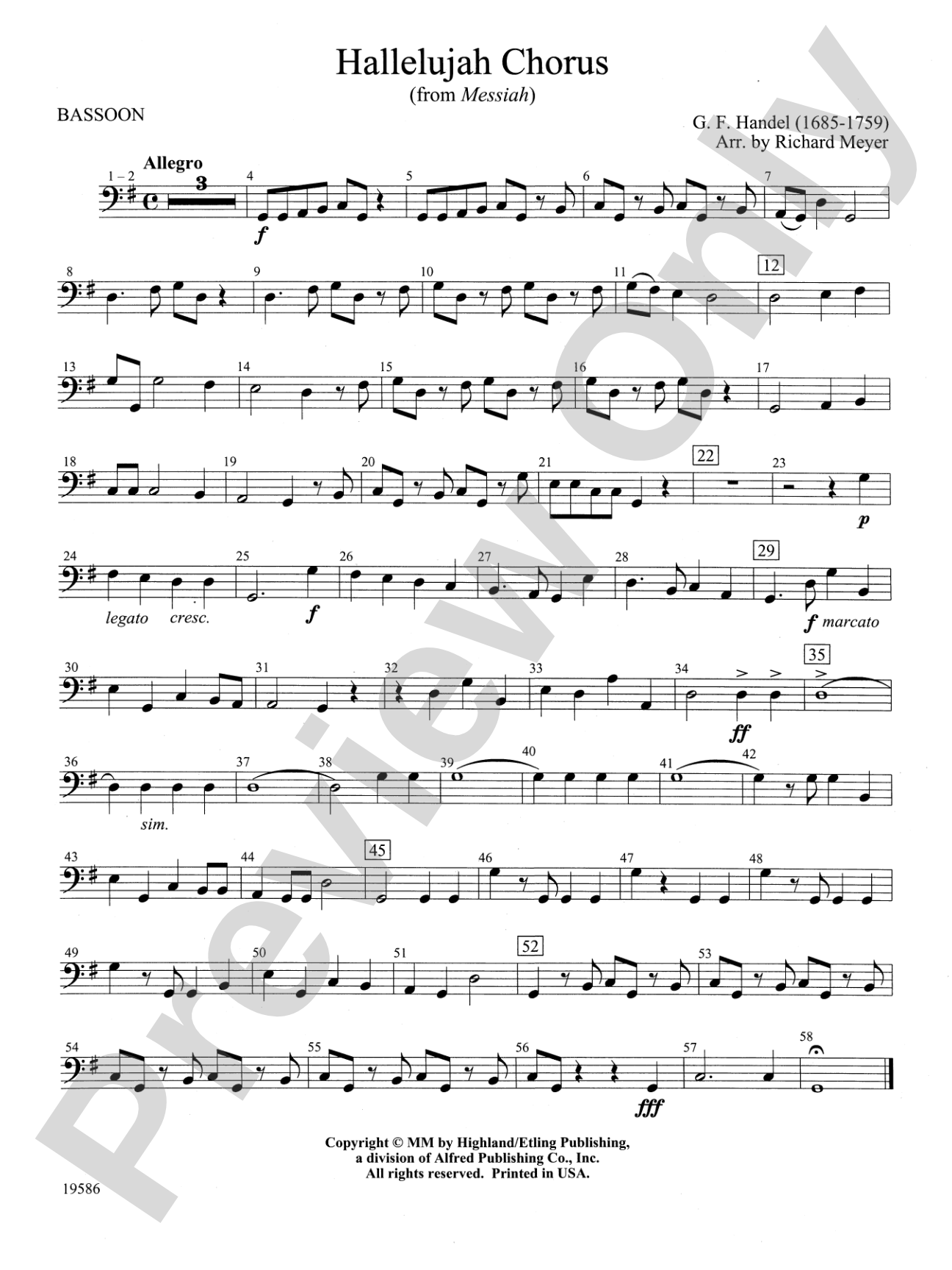 Hallelujah Chorus from Messiah: Bassoon