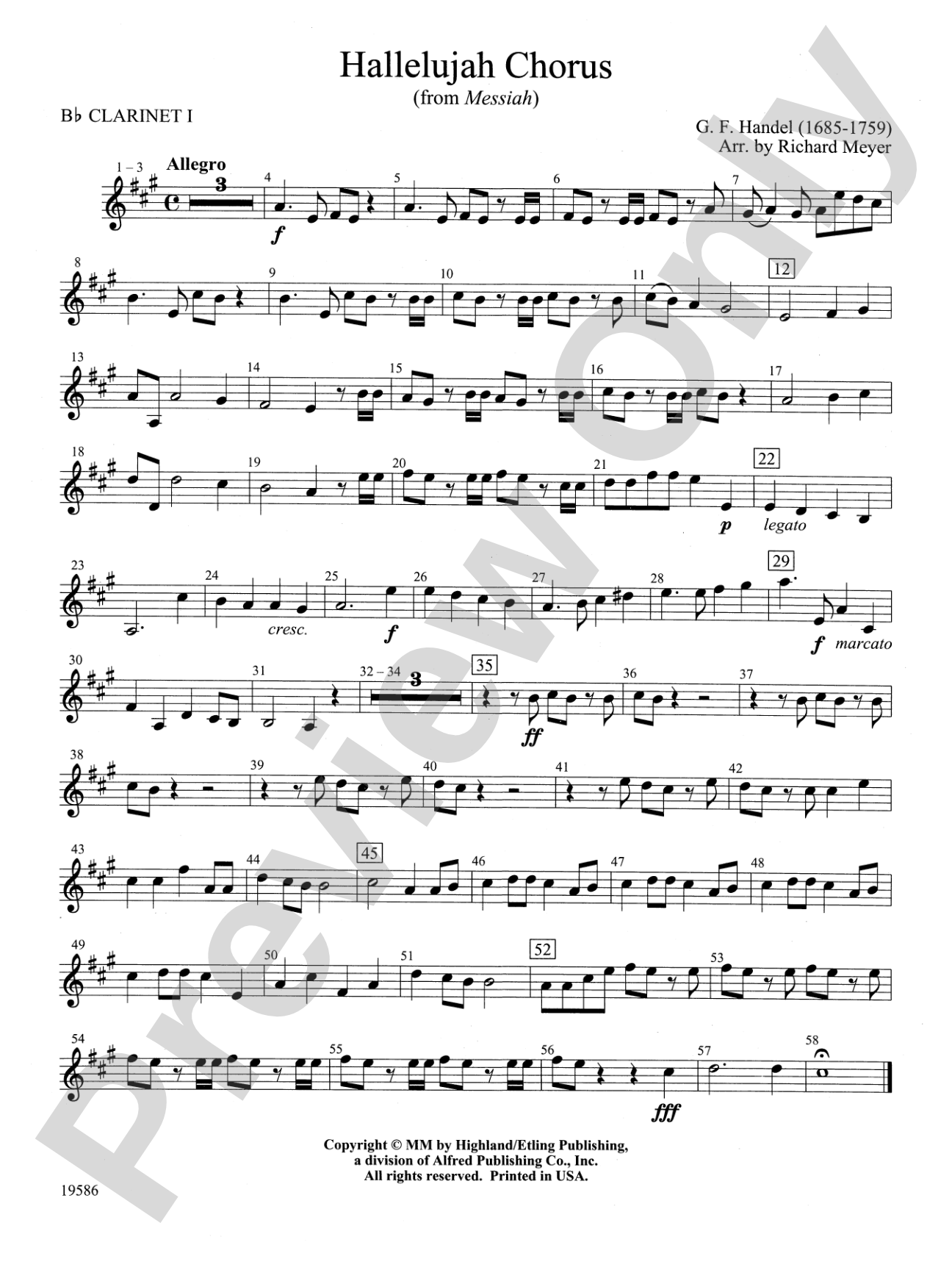 Hallelujah Chorus from Messiah: 1st B-flat Clarinet