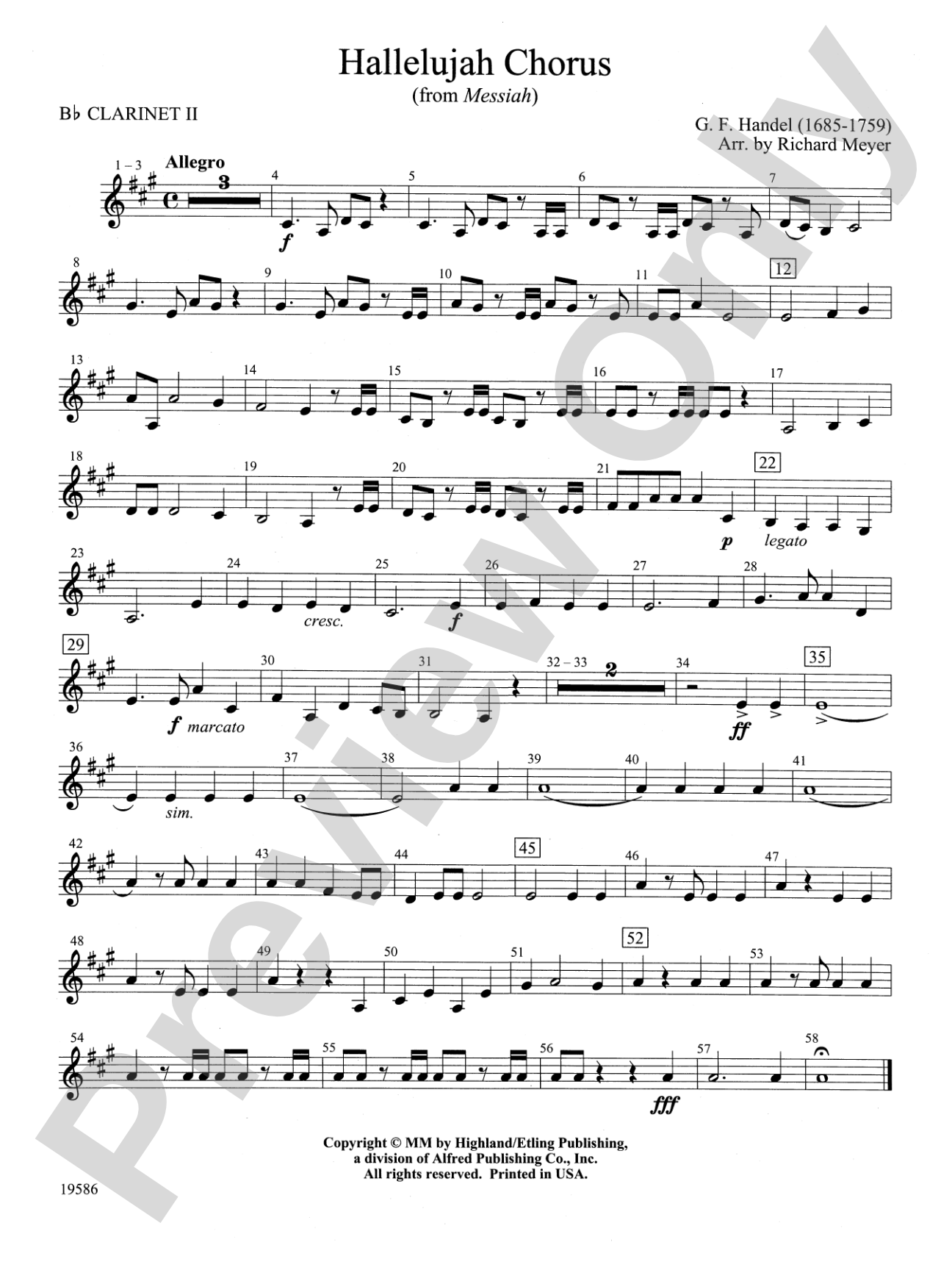 Hallelujah Chorus from Messiah: 2nd B-flat Clarinet