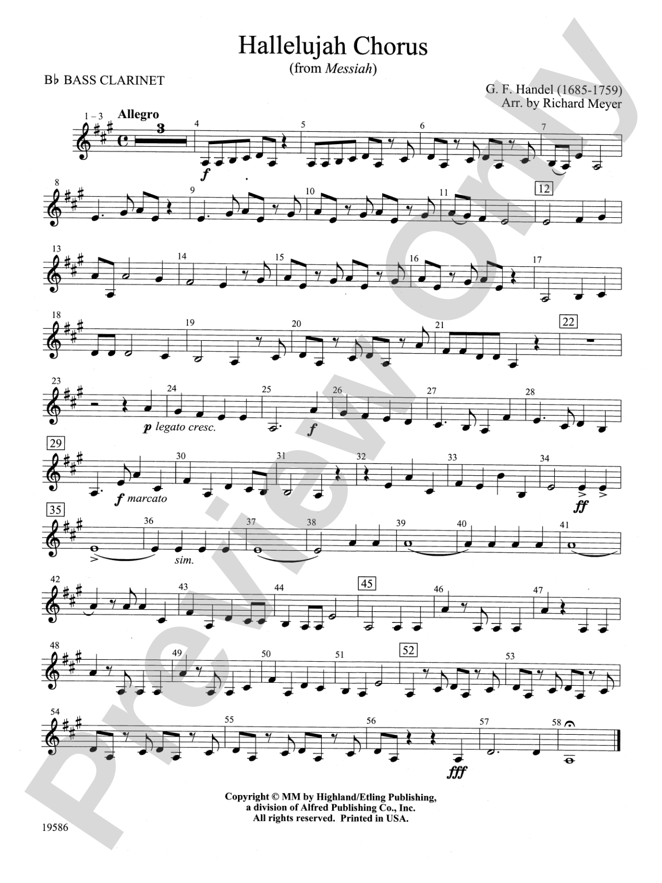 Hallelujah Chorus from Messiah: B-flat Bass Clarinet