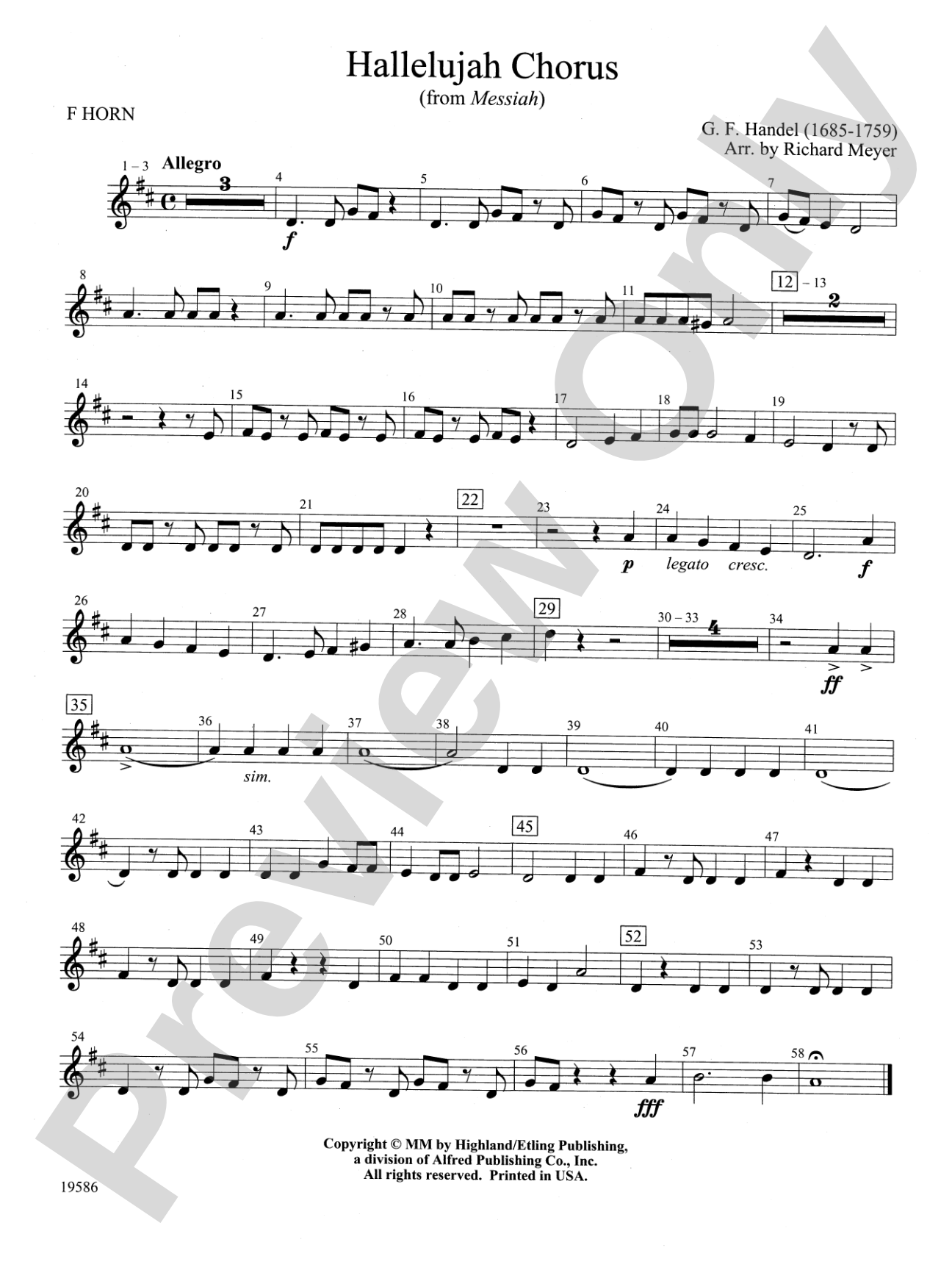 Hallelujah Chorus from Messiah: 1st F Horn